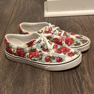 Checkered and rose patterned limited edition vans